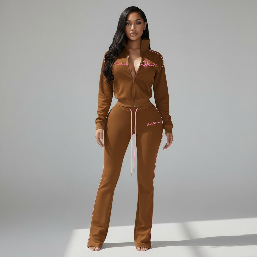 P&G TRACKSUIT BROWN/PINK