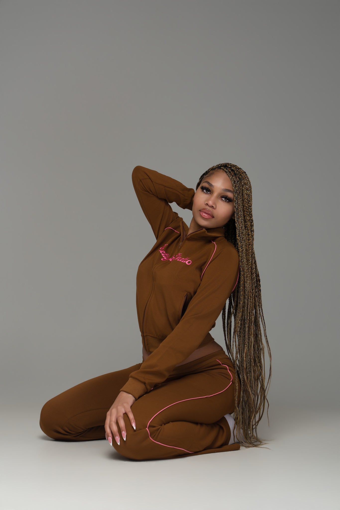 P&G TRACKSUIT BROWN/PINK