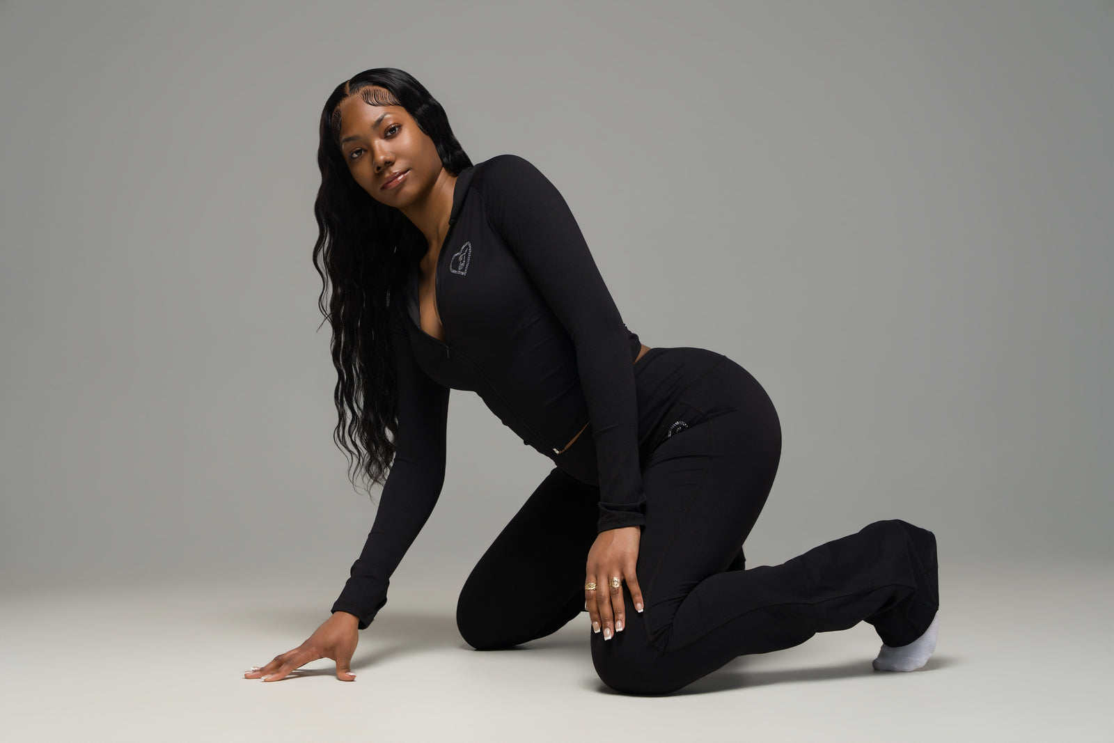 ETG RHINESTONE FLARE SET (ONYX)