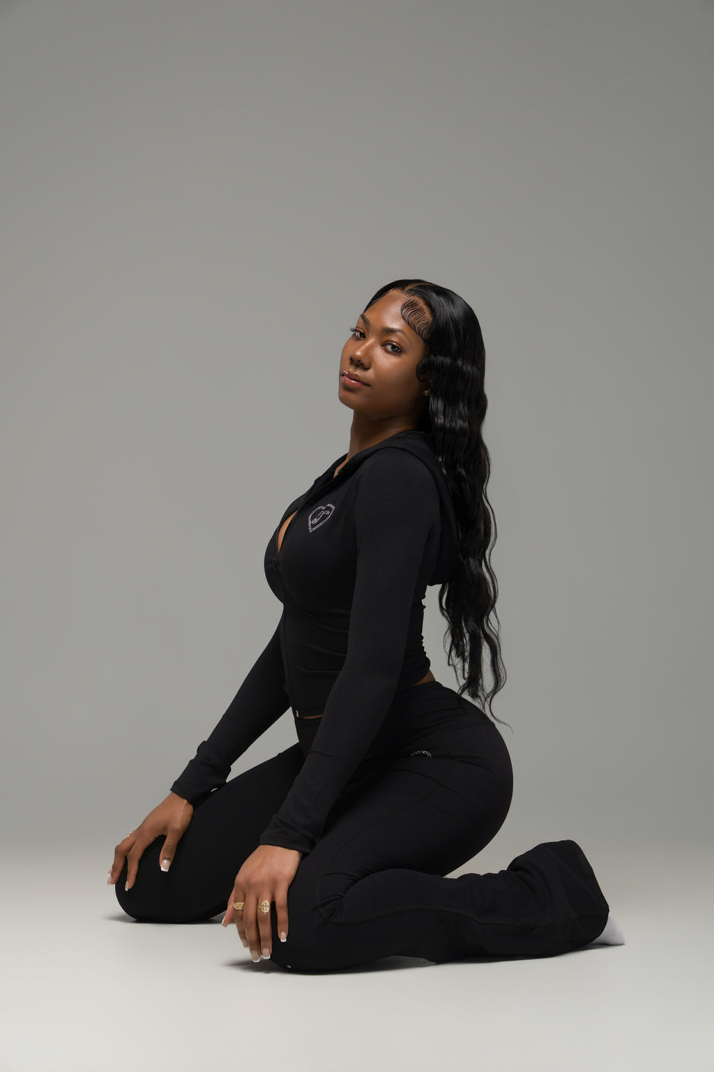 ETG RHINESTONE FLARE SET (ONYX)