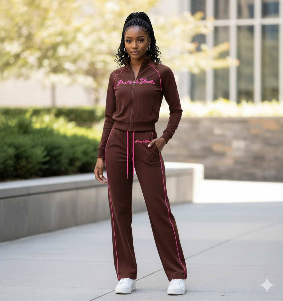 P&G TRACKSUIT BROWN/PINK