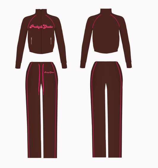 P&G TRACKSUIT BROWN/PINK
